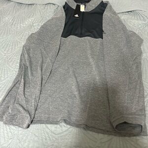 Adidas Boxy Gray and Black Polo Sweatshirt